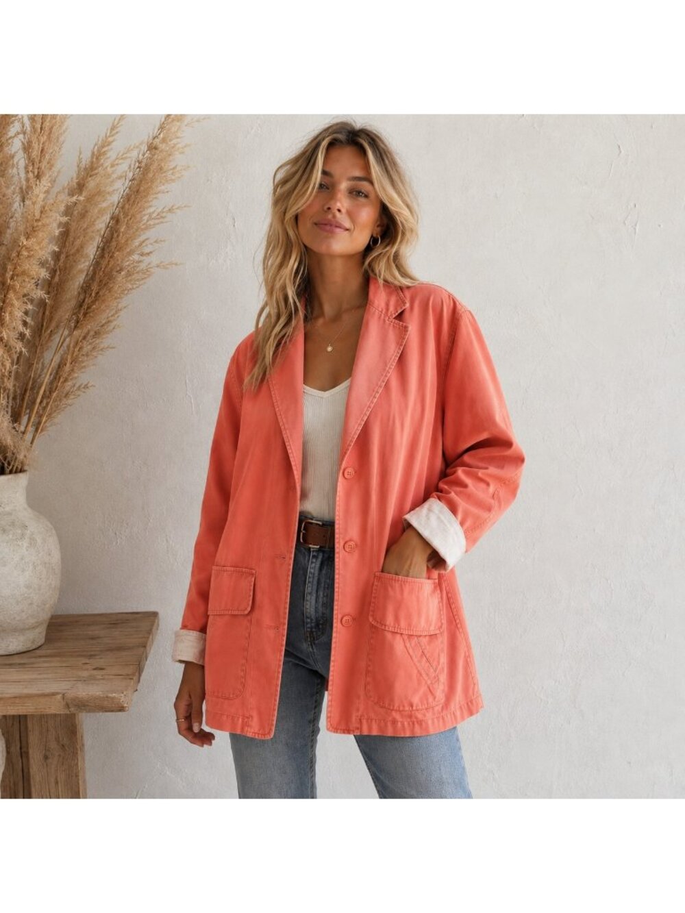 Vintage Ralph Lauren Country Peach Pink Cotton Chore Blazer XL